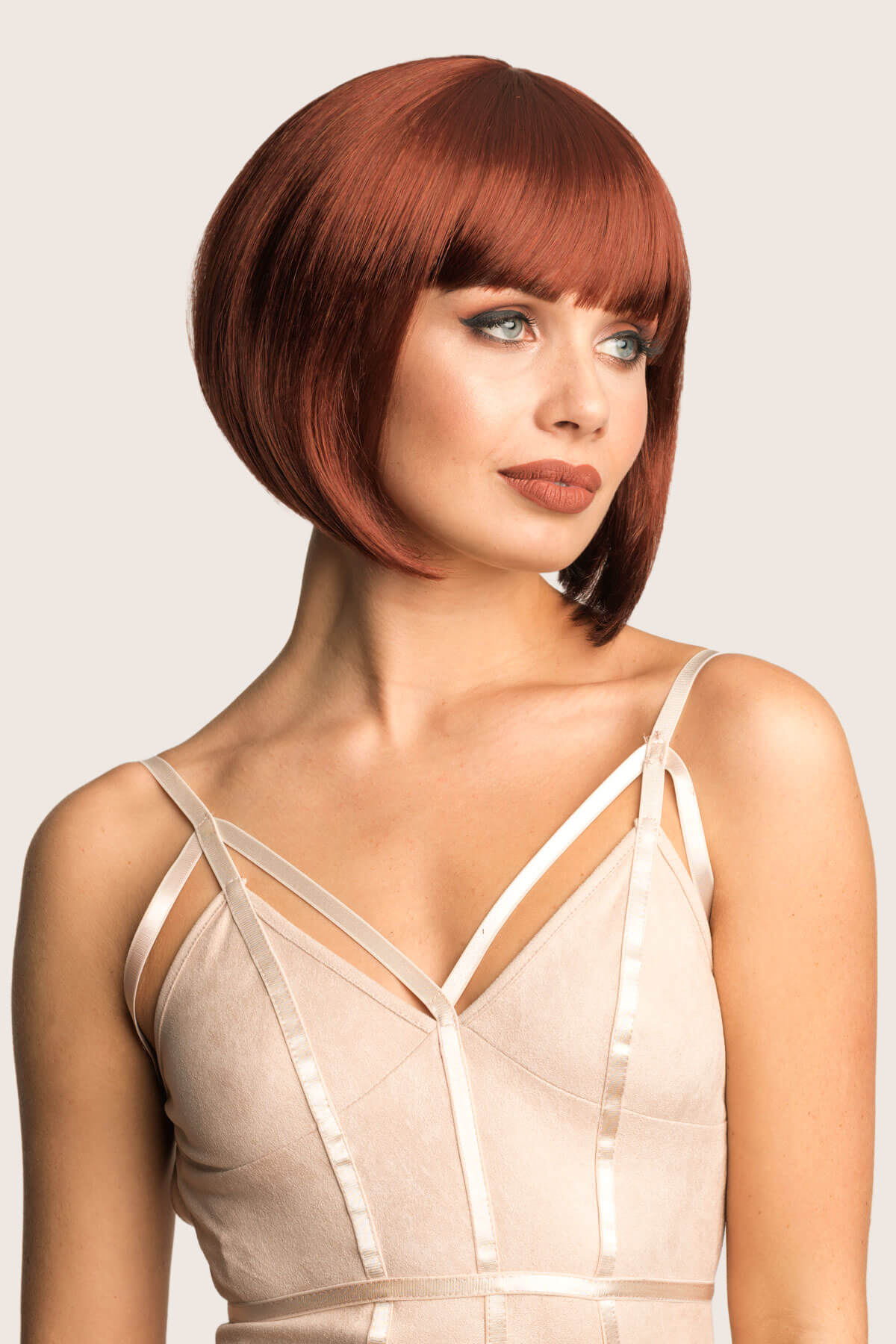 Ginger/Copper red bob wig, Inverted A-Line style: Jacqueline
