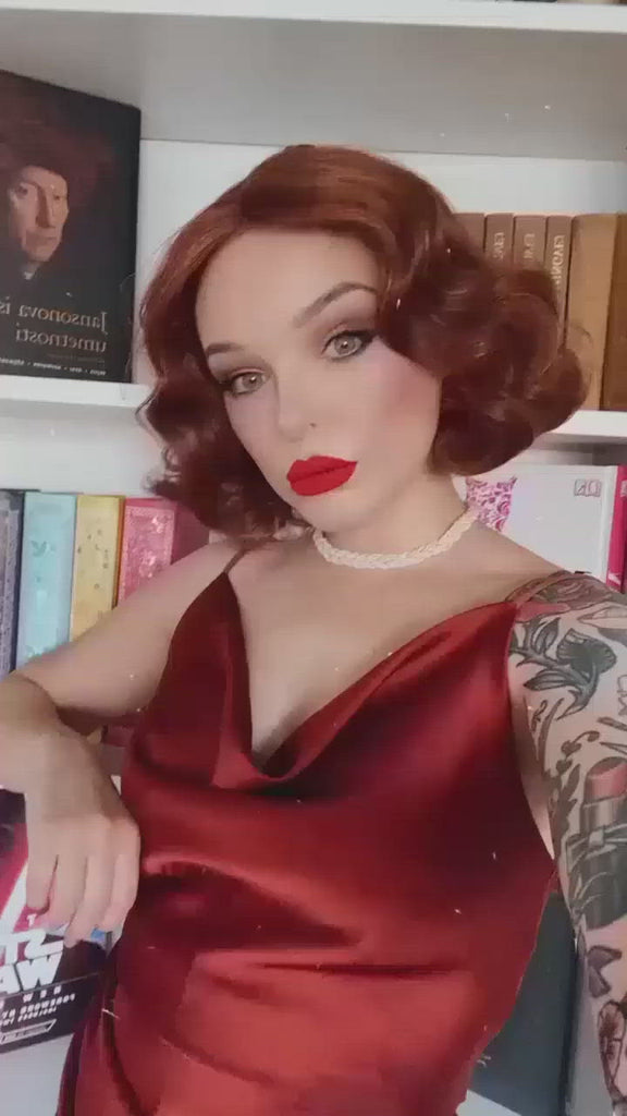 Auburn pinup wig, lace front, vintage style: Ginny