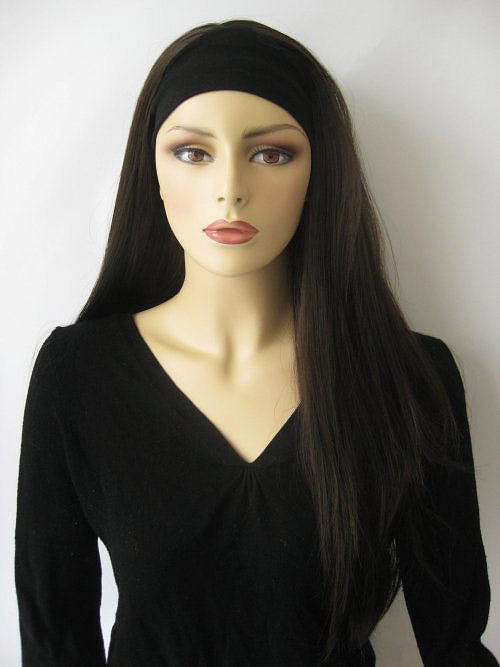 Straight brown half wig Straight brown half wig hairpiece extension, long dark chocolate brown: Faye Annabelles Wigs