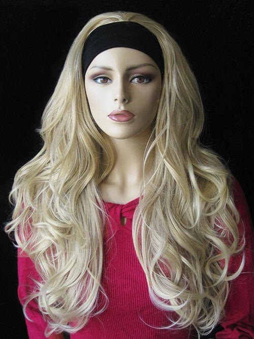 Annabelle's Wigs synthetic wig Blonde half wig hairpiece (3/4 wig), loose curls: Suki