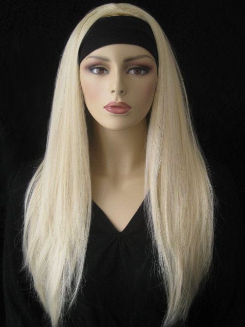 Annabelle's Wigs synthetic wig Blonde straight half wig hairpiece (3/4 wig) platinum blonde: Tabitha