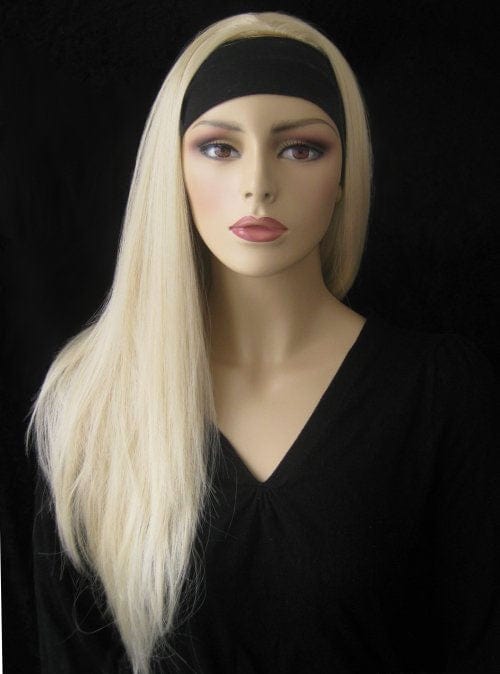 Annabelle's Wigs synthetic wig Blonde straight half wig hairpiece (3/4 wig) platinum blonde: Tabitha