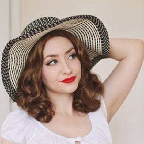 1940's Pinup Style Wig, Wavy, Brown: Honey freeshipping - AnnabellesWigs