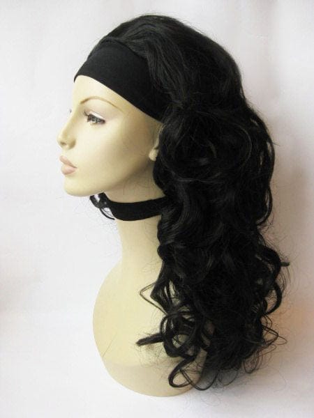 Annabelle's Wigs synthetic wig Curly black half wig hairpiece, long: Vicky