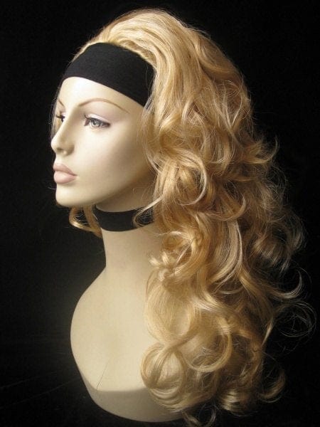 Blonde 3/4 wig hairpiece extension (half wig) long, curly: Meana freeshipping - AnnabellesWigs