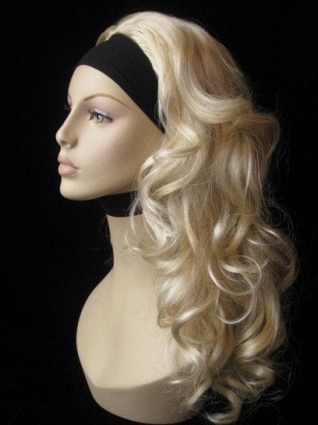 Annabelle's Wigs synthetic wig Curly blonde half wig hairpiece extension (3/4 wig), long: Meana