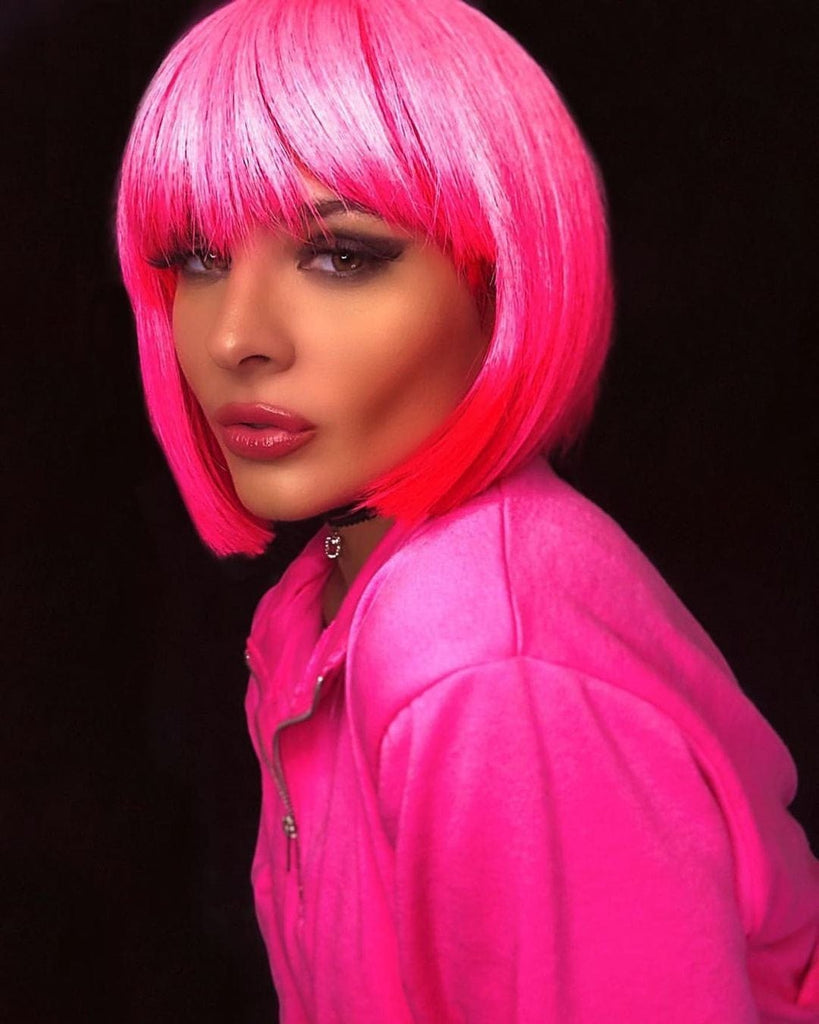 Annabelle's Wigs synthetic wig Hot pink / light pink ombre pink bob wig, short and chic: Alma