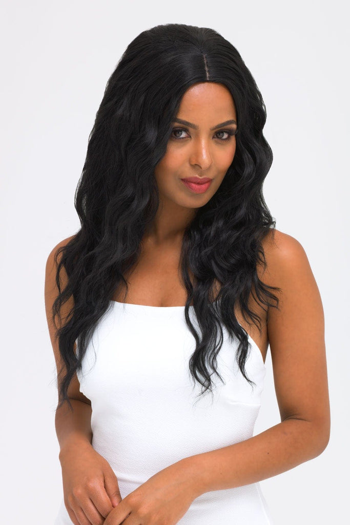 Annabelle's Wigs synthetic wig Long black wig with gentle waves, without a fringe: Kennedy