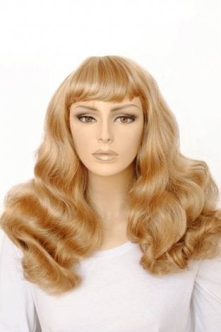 Long blonde 1950's style wig, gently wavy with short fringe: Emmeline AnnabellesWigs