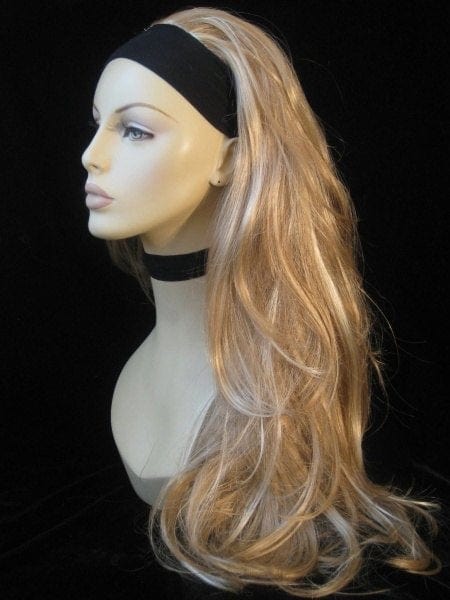Annabelle's Wigs synthetic wig Long blonde half wig hairpiece (3/4 wig) loose curls: Frankii