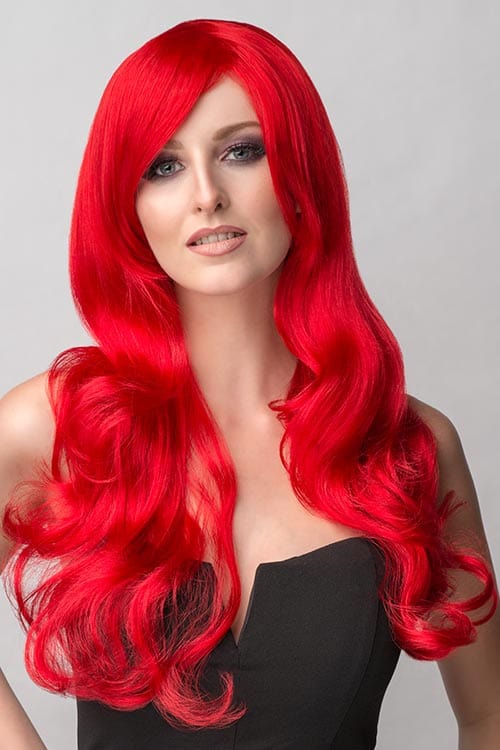 Bright red wig with long, big loose curls: Alexis freeshipping - AnnabellesWigs