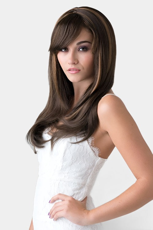 Chocolate brown wig, razor cut face frame style: Catherine freeshipping - AnnabellesWigs