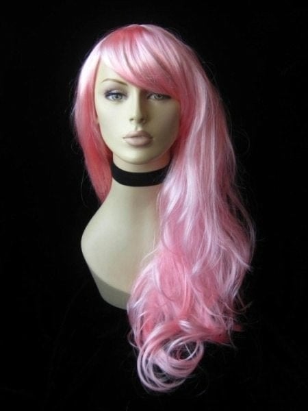 Light pink wig with beautiful loose curls, long: Miss Pink freeshipping - AnnabellesWigs