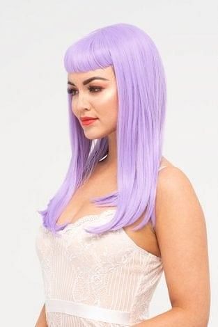 Long, Pink-Purple Wig With Short, Straight Fringe: Seraphina AnnabellesWigs
