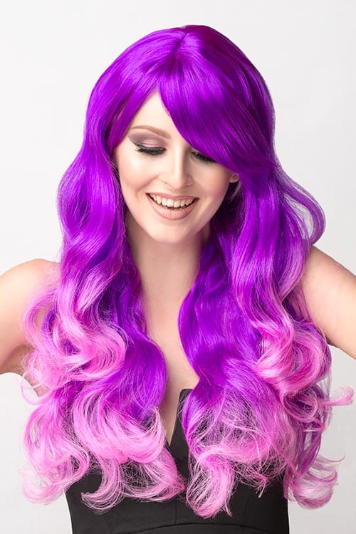 Dip dye purple wig, long with loose curls: Yanina freeshipping - AnnabellesWigs
