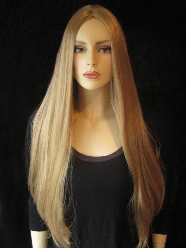 Long, Straight Blonde Wig With No Fringe: Juste freeshipping - AnnabellesWigs