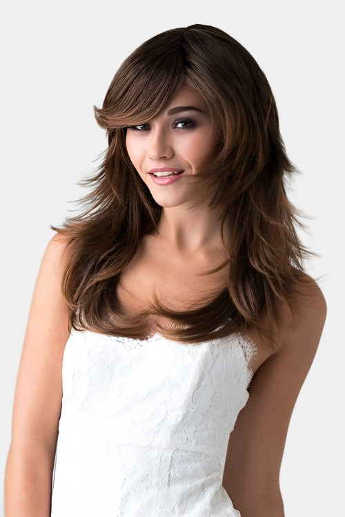 Warm brown wig, long, layered, tip flip: Selina freeshipping - AnnabellesWigs