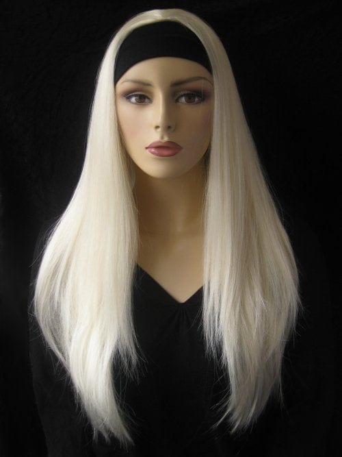 Platinum blonde 3/4 hairpiece (half wig), straight: Shannon freeshipping - AnnabellesWigs
