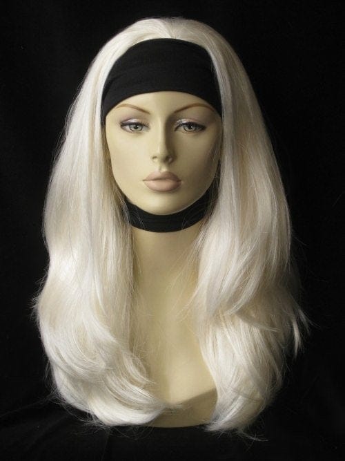 Platinum blonde half wig hairpiece (3/4 wig), straight: Gwen freeshipping - AnnabellesWigs