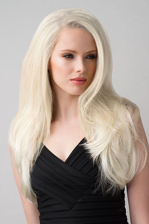 Annabelle's Wigs synthetic wig Platinum blonde half wig hairpiece (3/4 wig), straight: Gwen