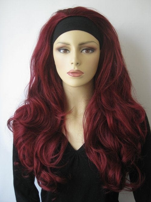 Red 3/4 wig hairpiece (half wig), big loose curls: Marie freeshipping - AnnabellesWigs