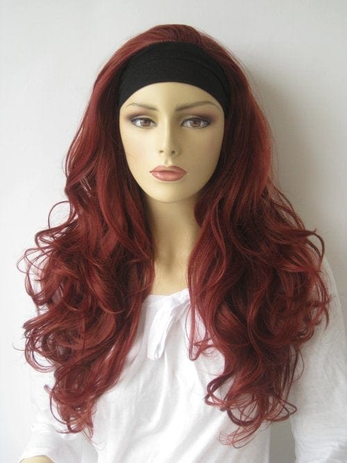 Red 3/4 wig hairpiece (half wig), big loose curls: Orla freeshipping - AnnabellesWigs