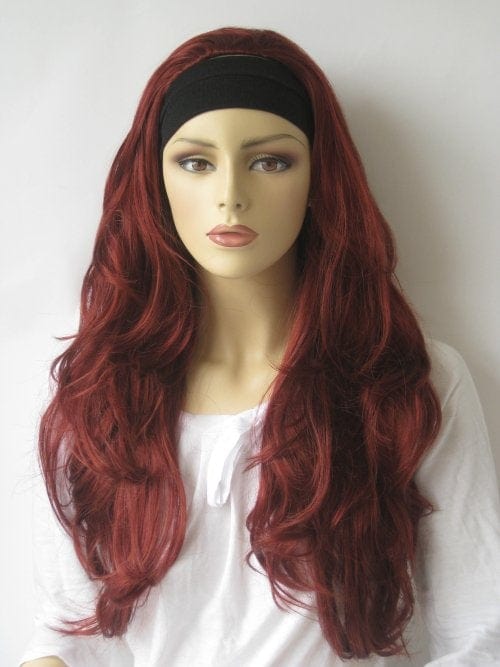 Annabelle's Wigs synthetic wig Red, wavy half wig hairpiece extension (3/4 wig): Victoria