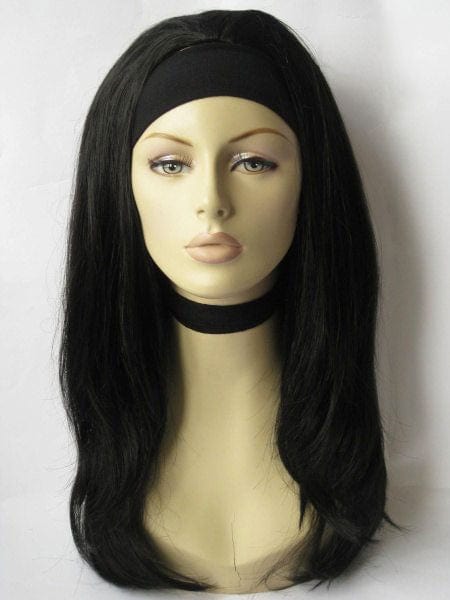 Annabelle's Wigs synthetic wig Straight black hairpiece (3/4 wig), long and layered: Raven