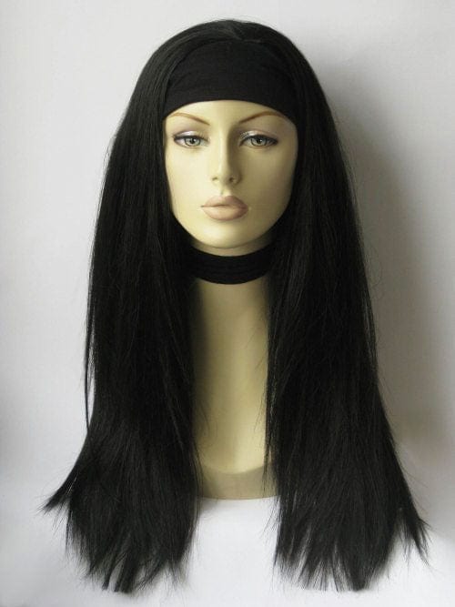 Annabelle's Wigs synthetic wig Straight black half wig hairpiece extension (3/4 wig): Theda