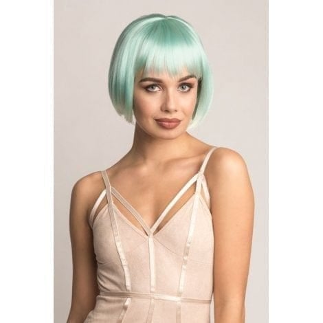 Annabelle's Wigs synthetic wig Turquoise Bob Wig, with platinum blonde ombre, short and chic: Eunice