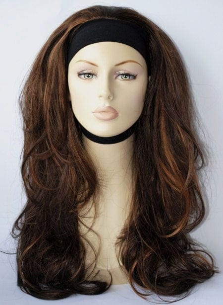 Brown half wig with blonde highlights: Rebecca