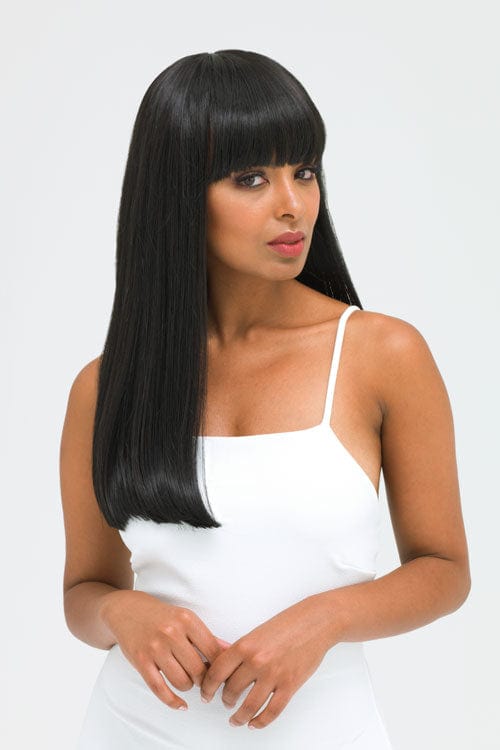 AnnabellesWigs synthetic wig Long straight black wig with straight fringe: Carmen