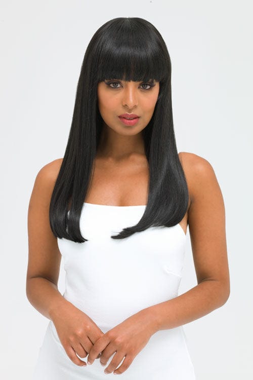 Long straight black wig with straight fringe: CarmenLong straight black wig with straight fringe: Carmen