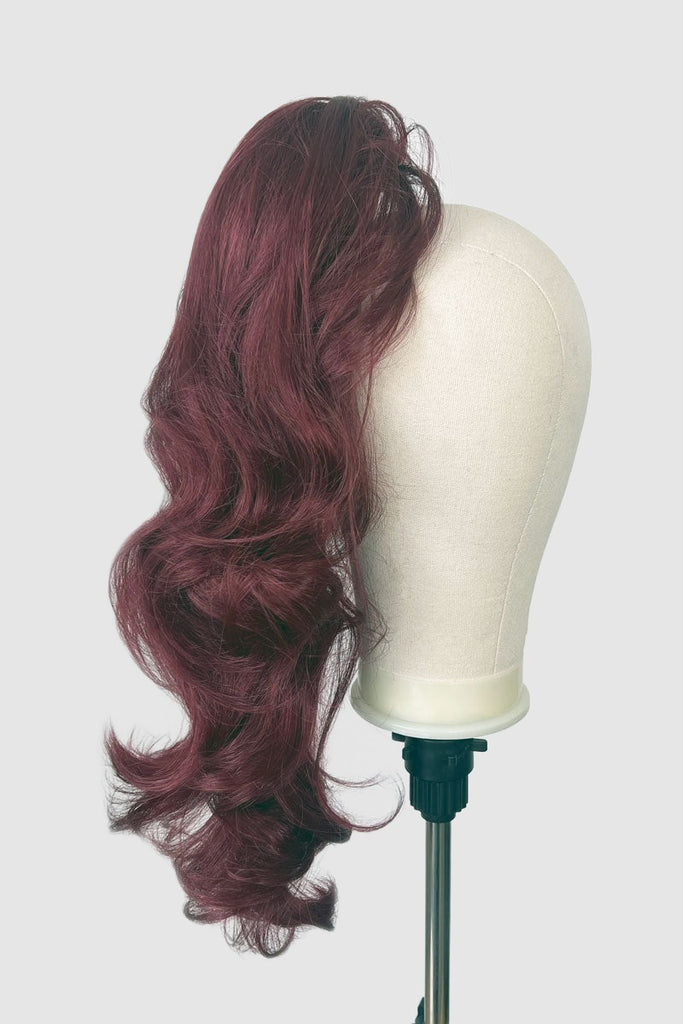 Long ponytail hairpiece, clip-in: Sapphire : cherry red