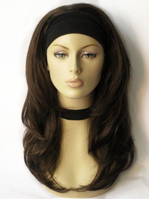 Brown half wig hairpiece (3/4 wig), gently layered: Briar