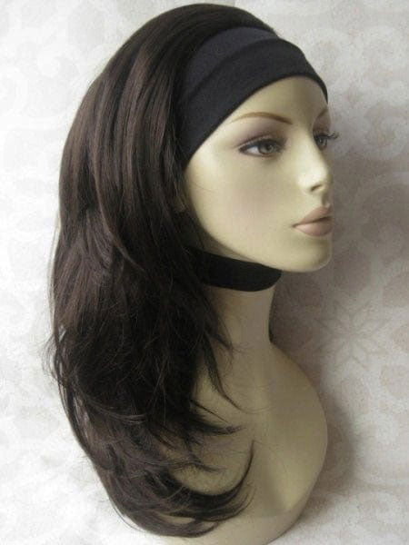 Brown half wig hairpiece (3/4 wig), gently layered: Briar