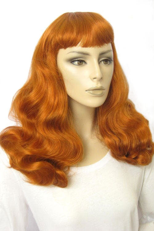 Ginger pinup style wig with short fringe and gentle waves, 1950s style: Vida