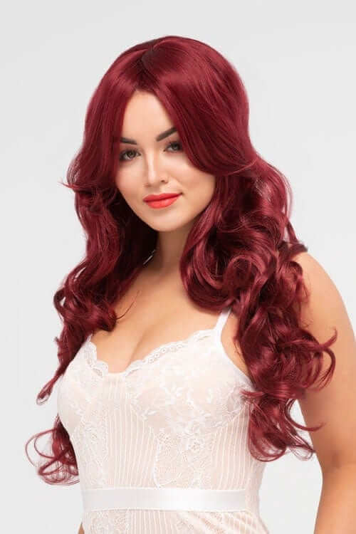 chery red wig with loose curls Peggy Soo